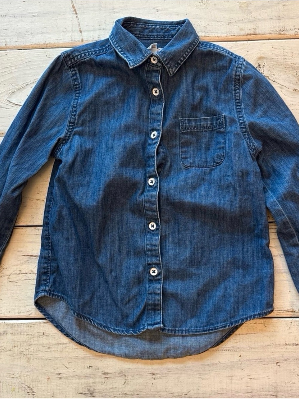 Cat & Jack Dark Blue Denim Button-Down Shirt